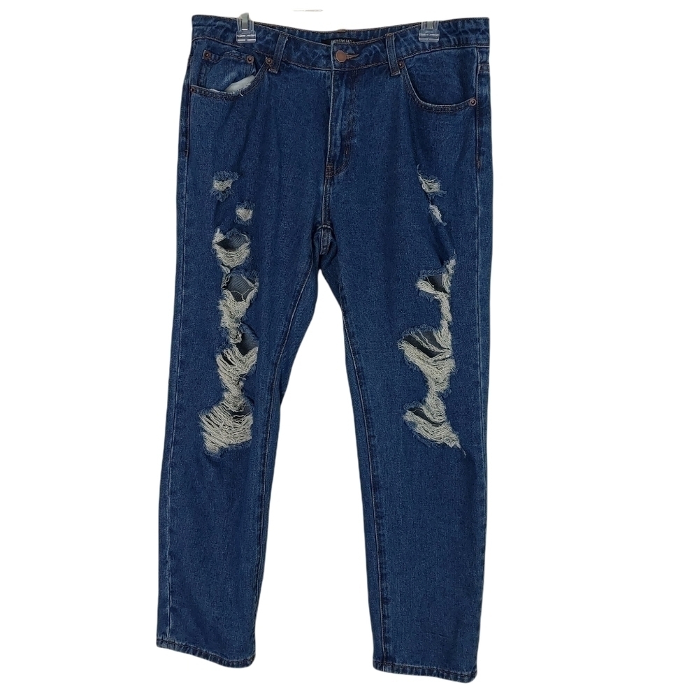 American Bazi Juniors Mid Rise Skinny Distressed Ripped Jeans Size 11 Med‎ Wash